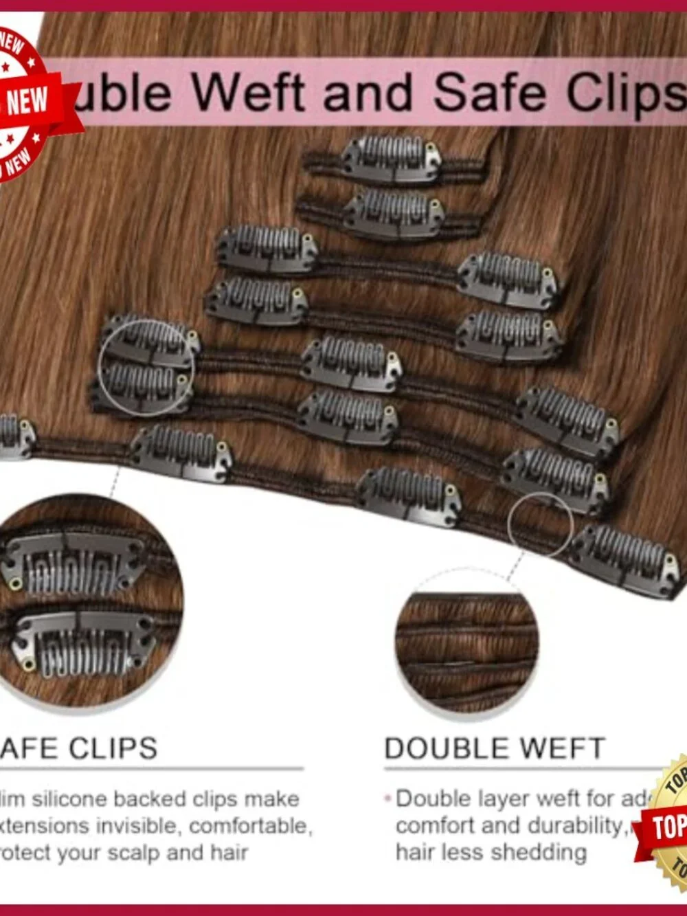 Remy Human Hair Clip-In Extensions 16 Inch 120g 7pc Double Weft